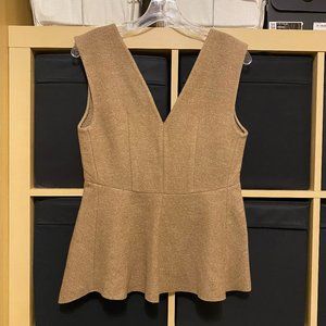 ZARA STUDIO WOOL DEEP V-NECK SLEEVELESS TOP, TAUPE SIZE: SMALL